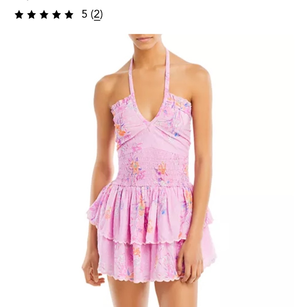 LoveShackFancy Pink Floral Mini Dress